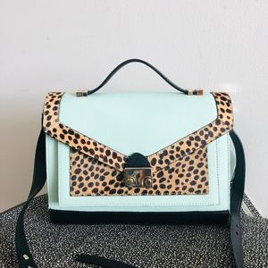 Blue & Leopard Print Loeffler Randall Rider Bag